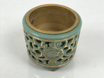 Japanese Buddhist Altar Porcelain Incense Burner Koro Vtg Celadon Blue BA934-OT - Buddhist-chidorivintage.com