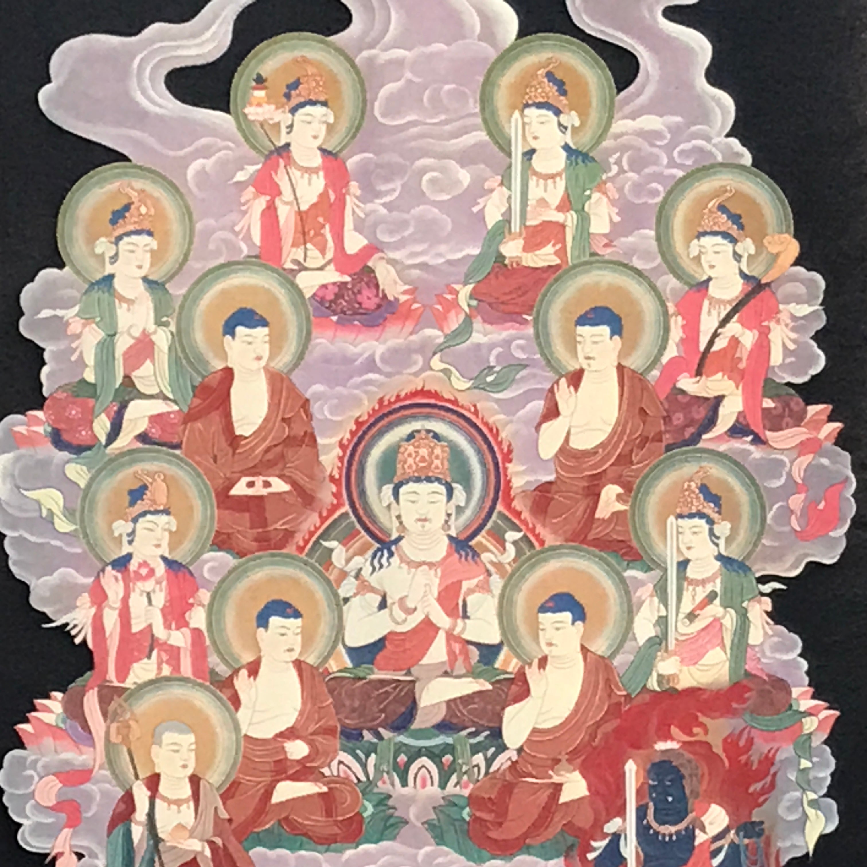 Japanese Hanging Scroll Kakejiku Vtg Shingon Thirteen Buddhas Buddhist KJ197-AD - Scroll-chidorivintage.com