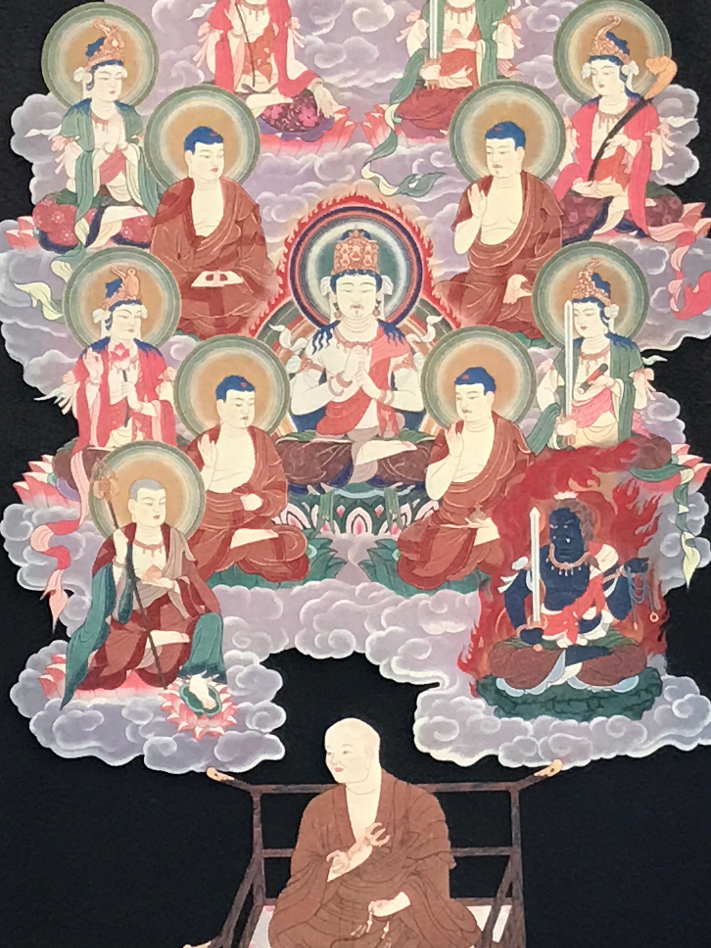 Japanese Hanging Scroll Kakejiku Vtg Shingon Thirteen Buddhas Buddhist KJ197-AD - Scroll-chidorivintage.com