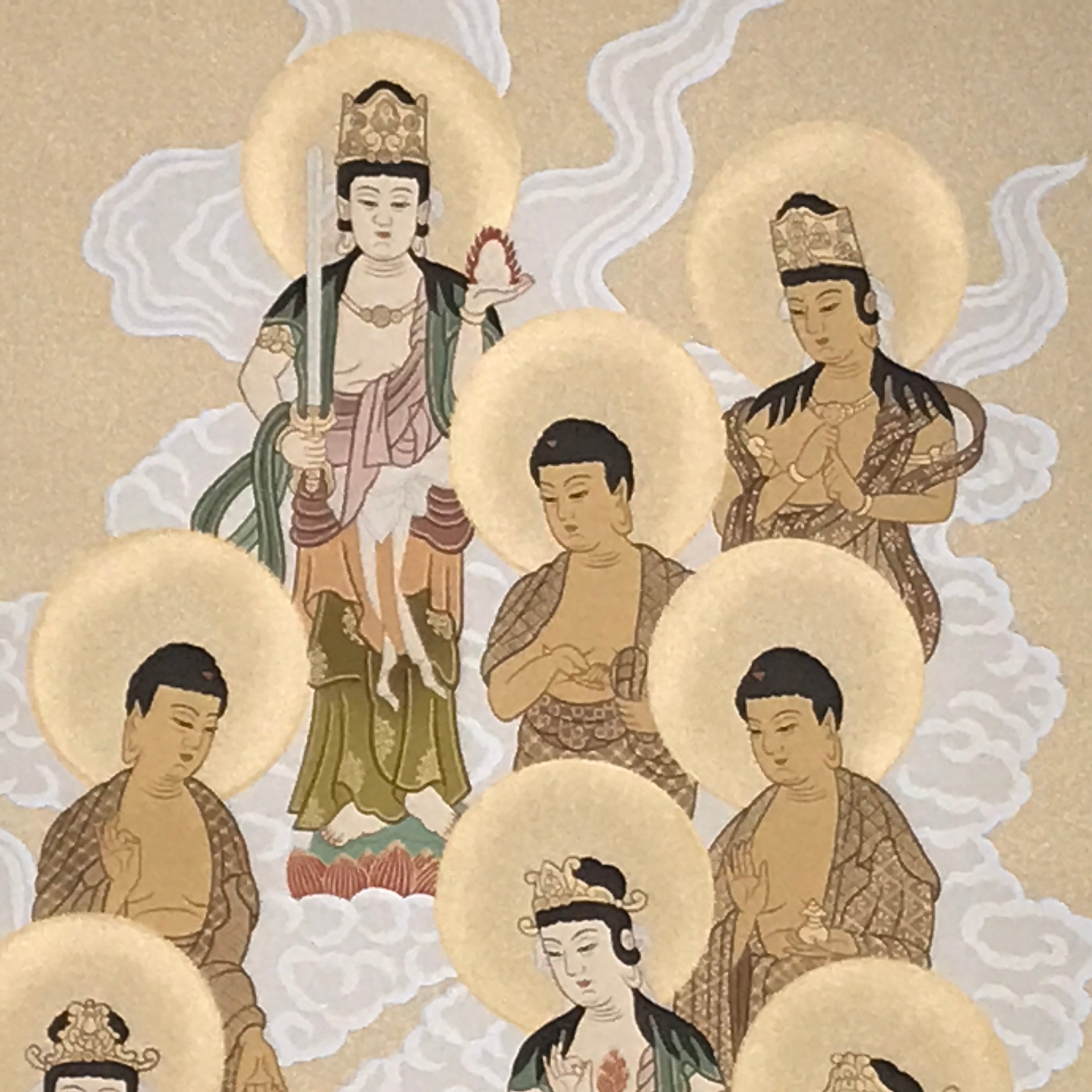 Japanese Hanging Scroll Kakejiku Vtg Shingon Thirteen Buddhas Buddhist KJ198-AD - Scroll-chidorivintage.com