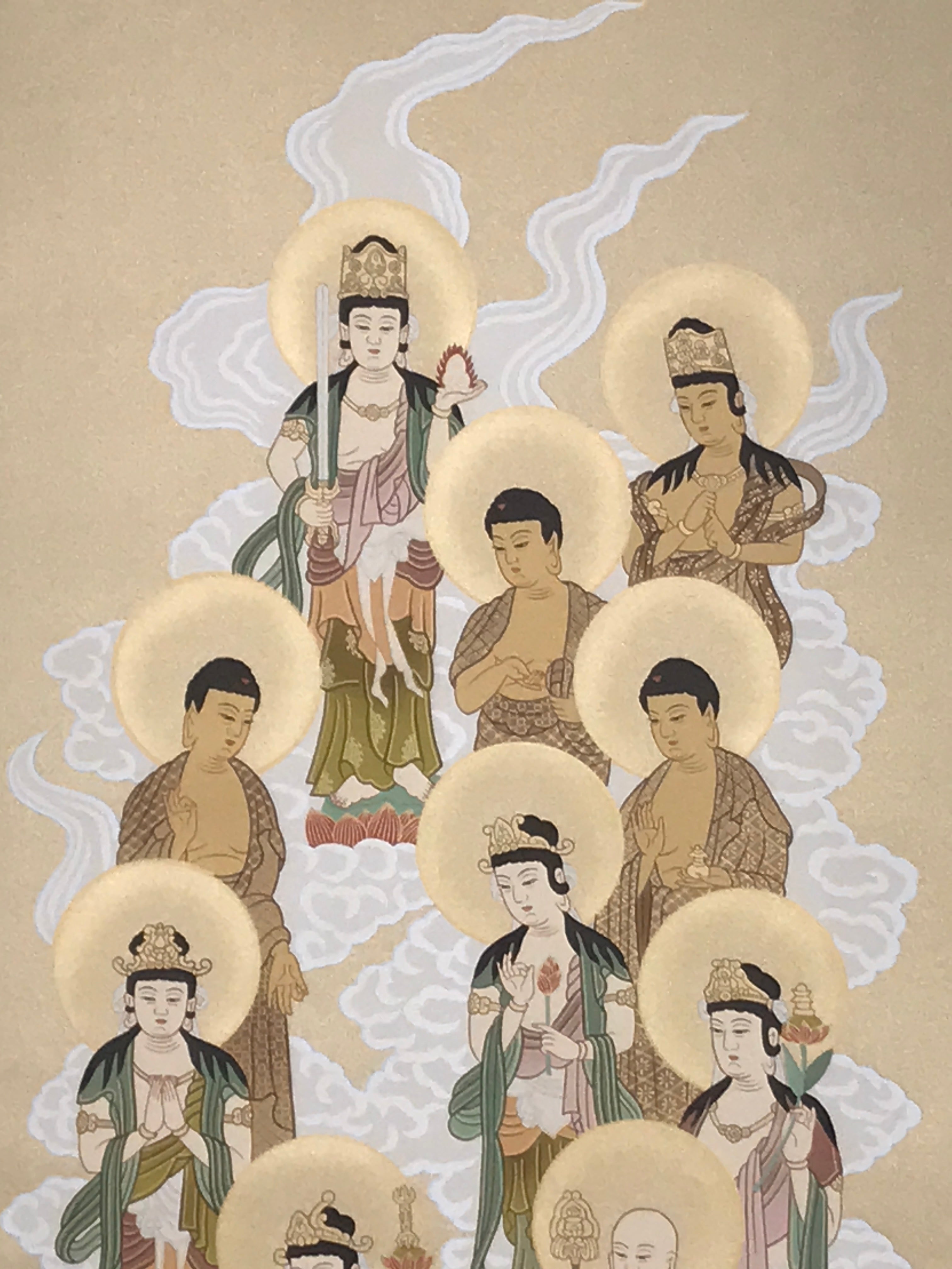 Japanese Hanging Scroll Kakejiku Vtg Shingon Thirteen Buddhas Buddhist KJ198-AD - Scroll-chidorivintage.com