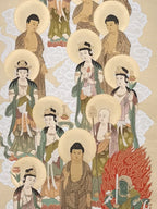 Japanese Hanging Scroll Kakejiku Vtg Shingon Thirteen Buddhas Buddhist KJ198-AD - Scroll-chidorivintage.com