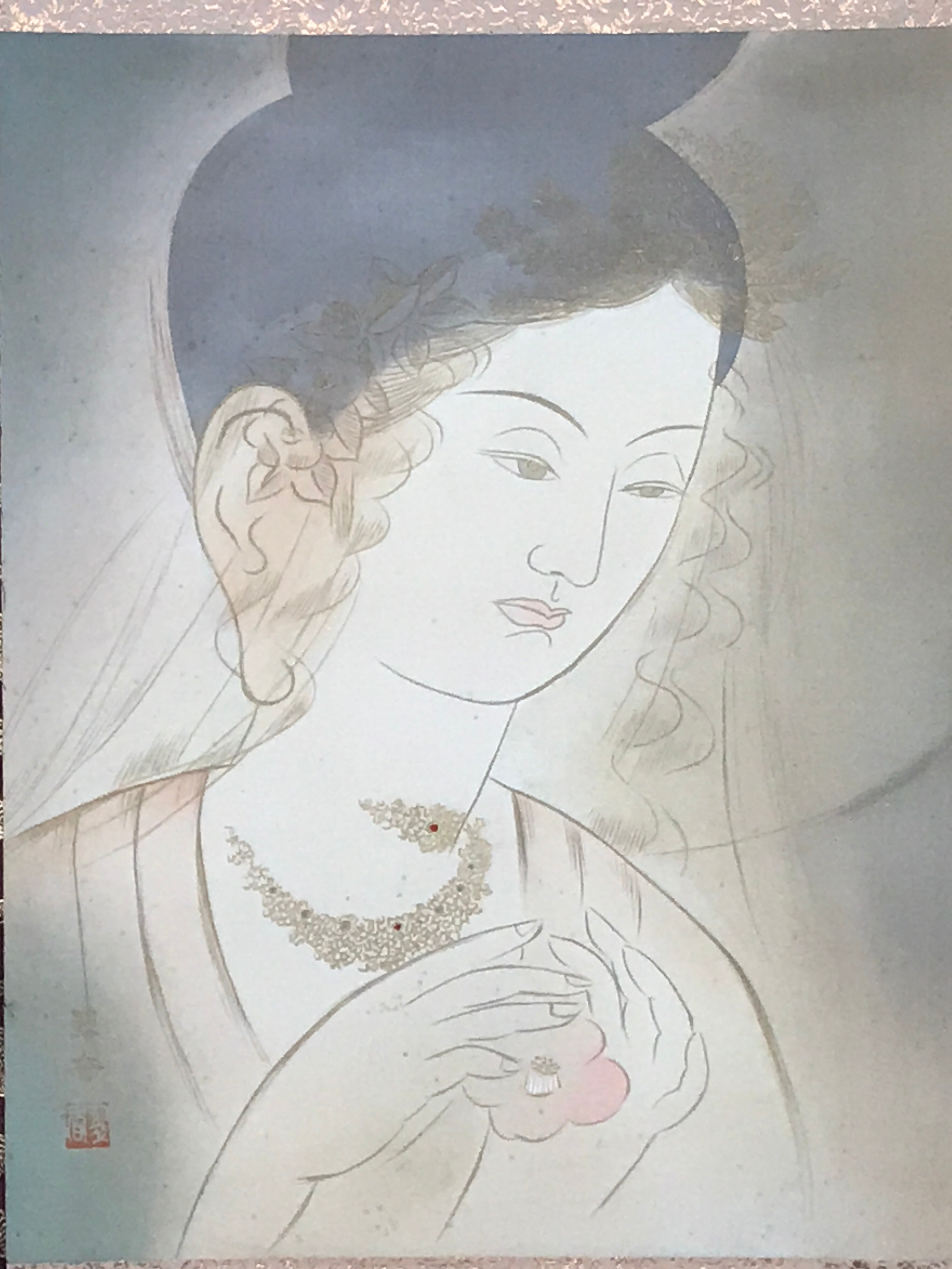 Japanese Hanging Scroll Kakejiku Vtg Buddhist Deity Portrait Kannon Color KJ200-AD - Scroll-chidorivintage.com