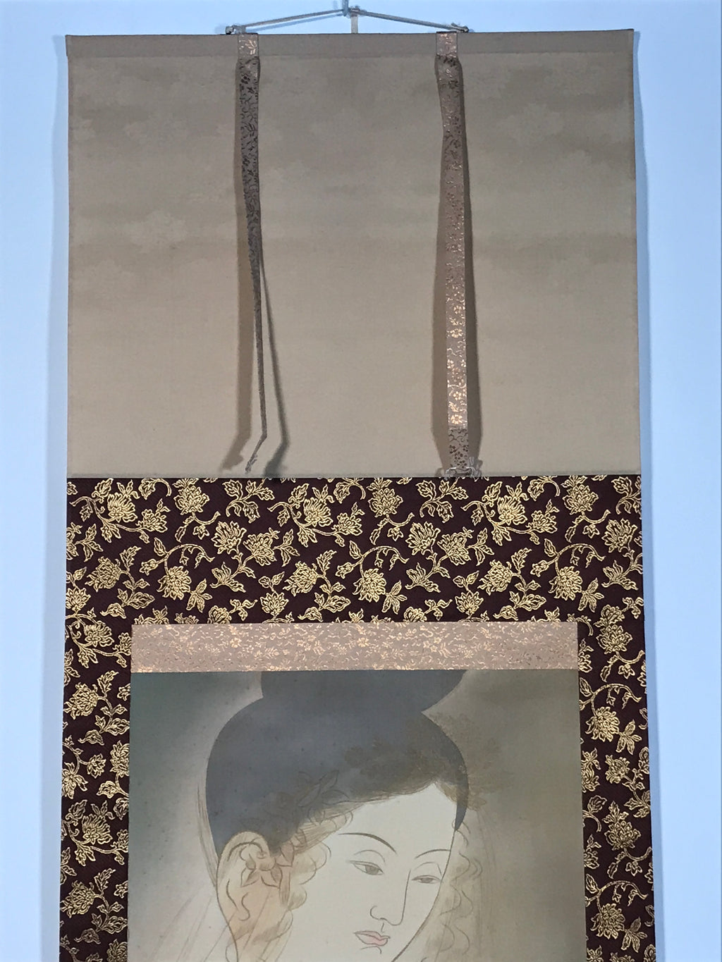 Japanese Hanging Scroll Kakejiku Vtg Buddhist Deity Portrait Kannon Color KJ200-AD - Scroll-chidorivintage.com