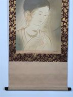 Japanese Hanging Scroll Kakejiku Vtg Buddhist Deity Portrait Kannon Color KJ200-AD - Scroll-chidorivintage.com