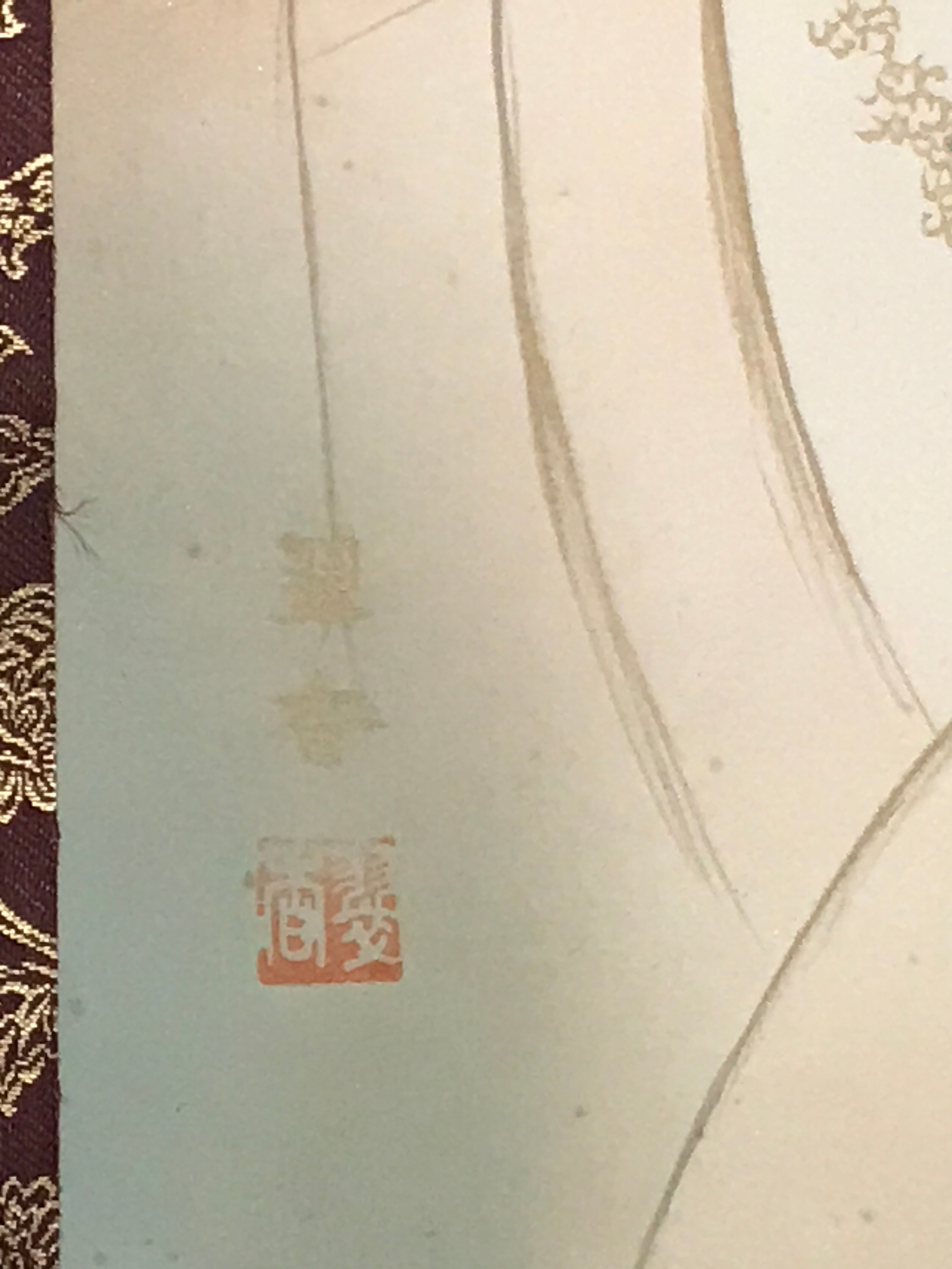 Japanese Hanging Scroll Kakejiku Vtg Buddhist Deity Portrait Kannon Color KJ200-AD - Scroll-chidorivintage.com