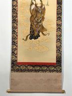 Japanese Hanging Scroll Kakejiku Vtg Kannon Above Clouds Buddhist Portrait KJ203-AD - Scroll-chidorivintage.com