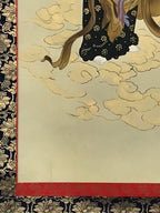 Japanese Hanging Scroll Kakejiku Vtg Kannon Above Clouds Buddhist Portrait KJ203-AD - Scroll-chidorivintage.com