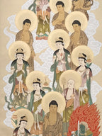 Japanese Hanging Scroll Kakejiku Vtg Thirteen Buddhas Buddhist Color Gold KJ204-AD - Scroll-chidorivintage.com