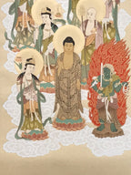Japanese Hanging Scroll Kakejiku Vtg Thirteen Buddhas Buddhist Color Gold KJ204-AD - Scroll-chidorivintage.com