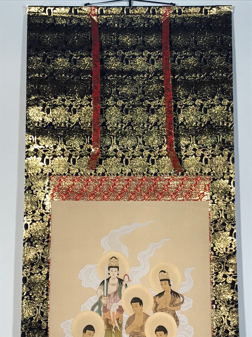 Japanese Hanging Scroll Kakejiku Vtg Thirteen Buddhas Buddhist Color Gold KJ204-AD - Scroll-chidorivintage.com
