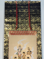 Japanese Hanging Scroll Kakejiku Vtg Thirteen Buddhas Buddhist Color Gold KJ204-AD - Scroll-chidorivintage.com