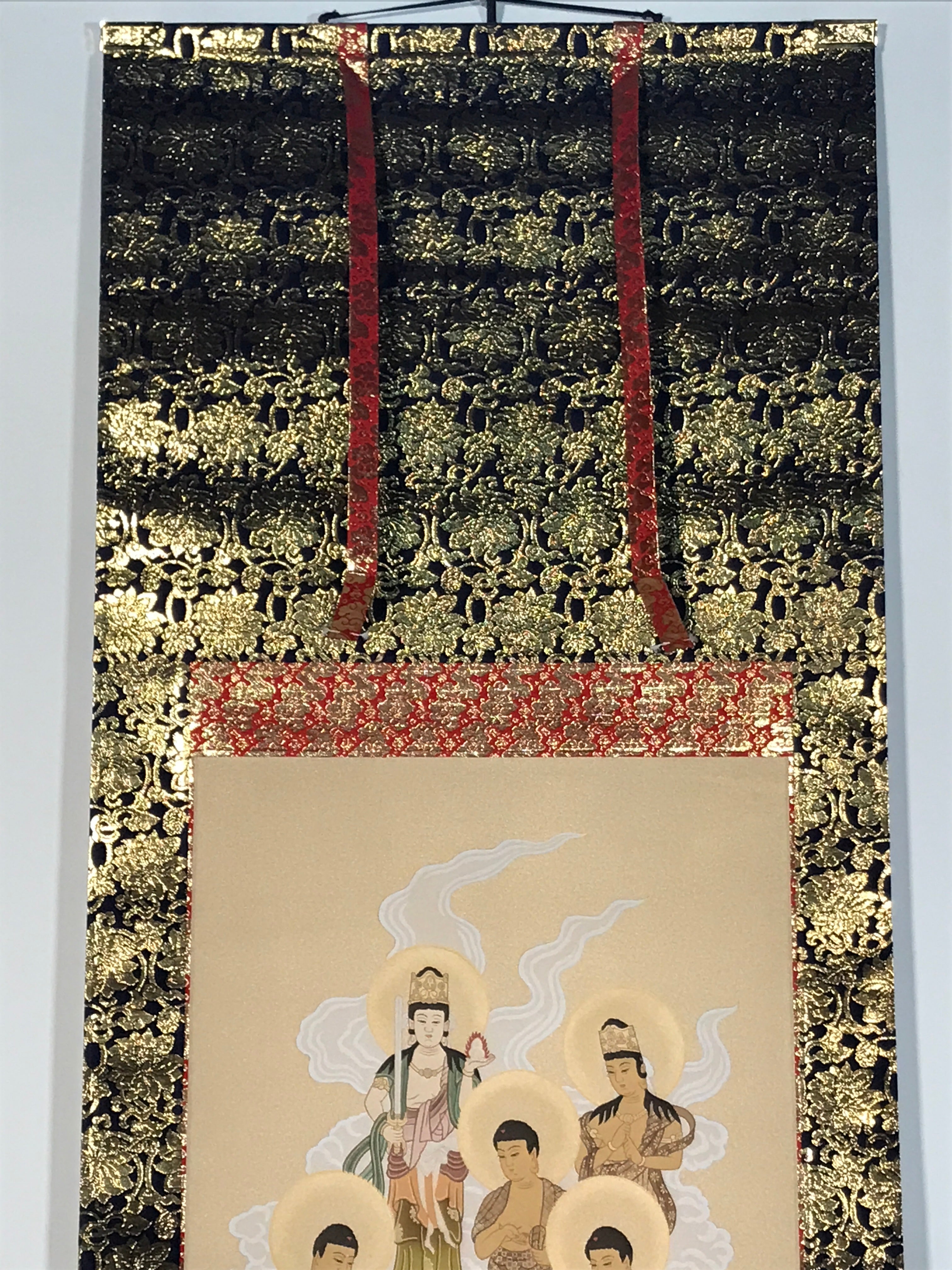Japanese Hanging Scroll Kakejiku Vtg Thirteen Buddhas Buddhist Color Gold KJ204-AD - Scroll-chidorivintage.com