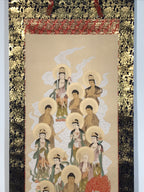 Japanese Hanging Scroll Kakejiku Vtg Thirteen Buddhas Buddhist Color Gold KJ204-AD - Scroll-chidorivintage.com