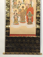 Japanese Hanging Scroll Kakejiku Vtg Thirteen Buddhas Buddhist Color Gold KJ204-AD - Scroll-chidorivintage.com