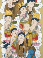 Japanese Hanging Scroll Kakejiku Vtg Thirteen Buddhas Buddhist Color Gold KJ205-AD - Scroll-chidorivintage.com
