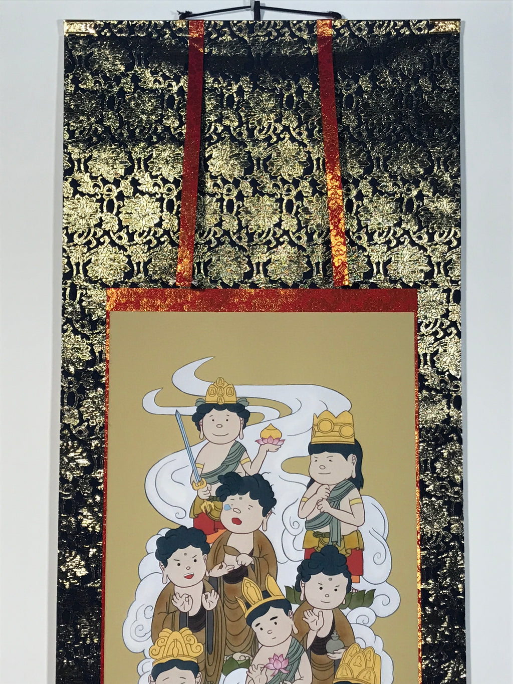 Japanese Hanging Scroll Kakejiku Vtg Thirteen Buddhas Buddhist Color Gold KJ205-AD - Scroll-chidorivintage.com