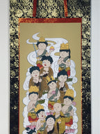 Japanese Hanging Scroll Kakejiku Vtg Thirteen Buddhas Buddhist Color Gold KJ205-AD - Scroll-chidorivintage.com