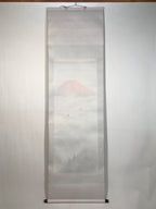 Japanese Hanging Scroll Kakejiku Vtg Red Mt Fuji Akafuji Two Cranes Clouds KJ207-AD - Scroll-chidorivintage.com