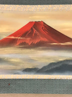 Japanese Hanging Scroll Kakejiku Vtg Red Mt Fuji Akafuji Clouds Color KJ208-AD - Scroll-chidorivintage.com