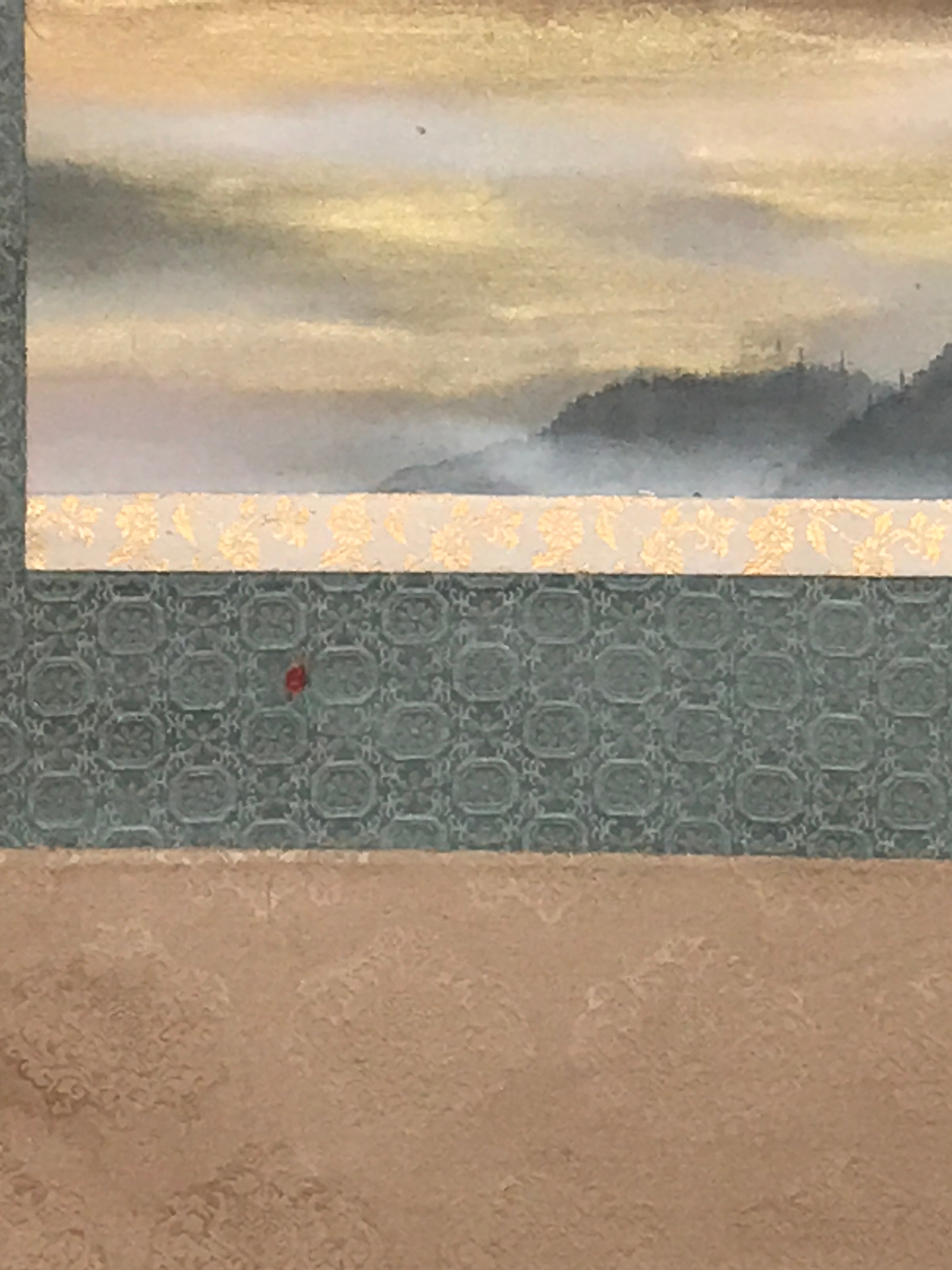 Japanese Hanging Scroll Kakejiku Vtg Red Mt Fuji Akafuji Clouds Color KJ208-AD - Scroll-chidorivintage.com