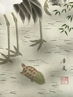 Japanese Hanging Scroll Kakejiku Vtg Two Cranes Two Turtles Pine Sun Color KJ209-AD - Scroll-chidorivintage.com