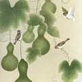 Japanese Hanging Scroll Kakejiku Vtg Sparrow Birds Hyotan Gourds Summer KJ212-AD - Scroll-chidorivintage.com