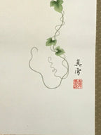 Japanese Hanging Scroll Kakejiku Vtg Sparrow Birds Hyotan Gourds Summer KJ212-AD - Scroll-chidorivintage.com