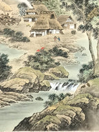 Japanese Hanging Scroll Kakejiku Vtg Red Mt Fuji Akafuji Village Color KJ213-AD - Scroll-chidorivintage.com