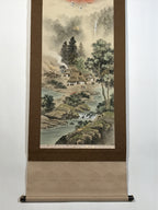 Japanese Hanging Scroll Kakejiku Vtg Red Mt Fuji Akafuji Village Color KJ213-AD - Scroll-chidorivintage.com