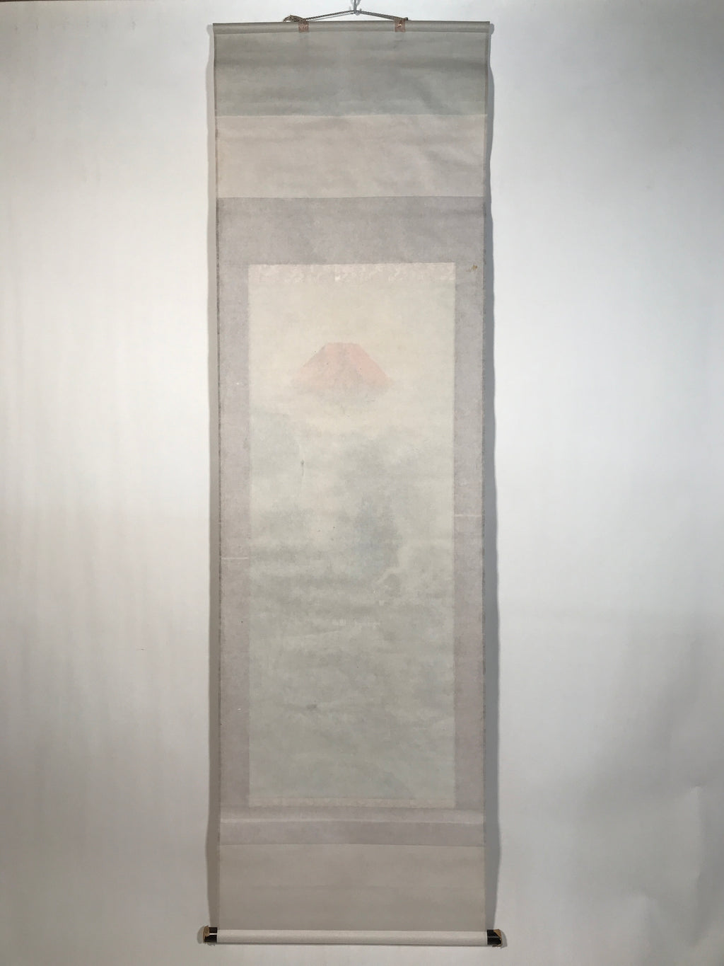 Japanese Hanging Scroll Kakejiku Vtg Red Mt Fuji Akafuji Village Color KJ213-AD - Scroll-chidorivintage.com