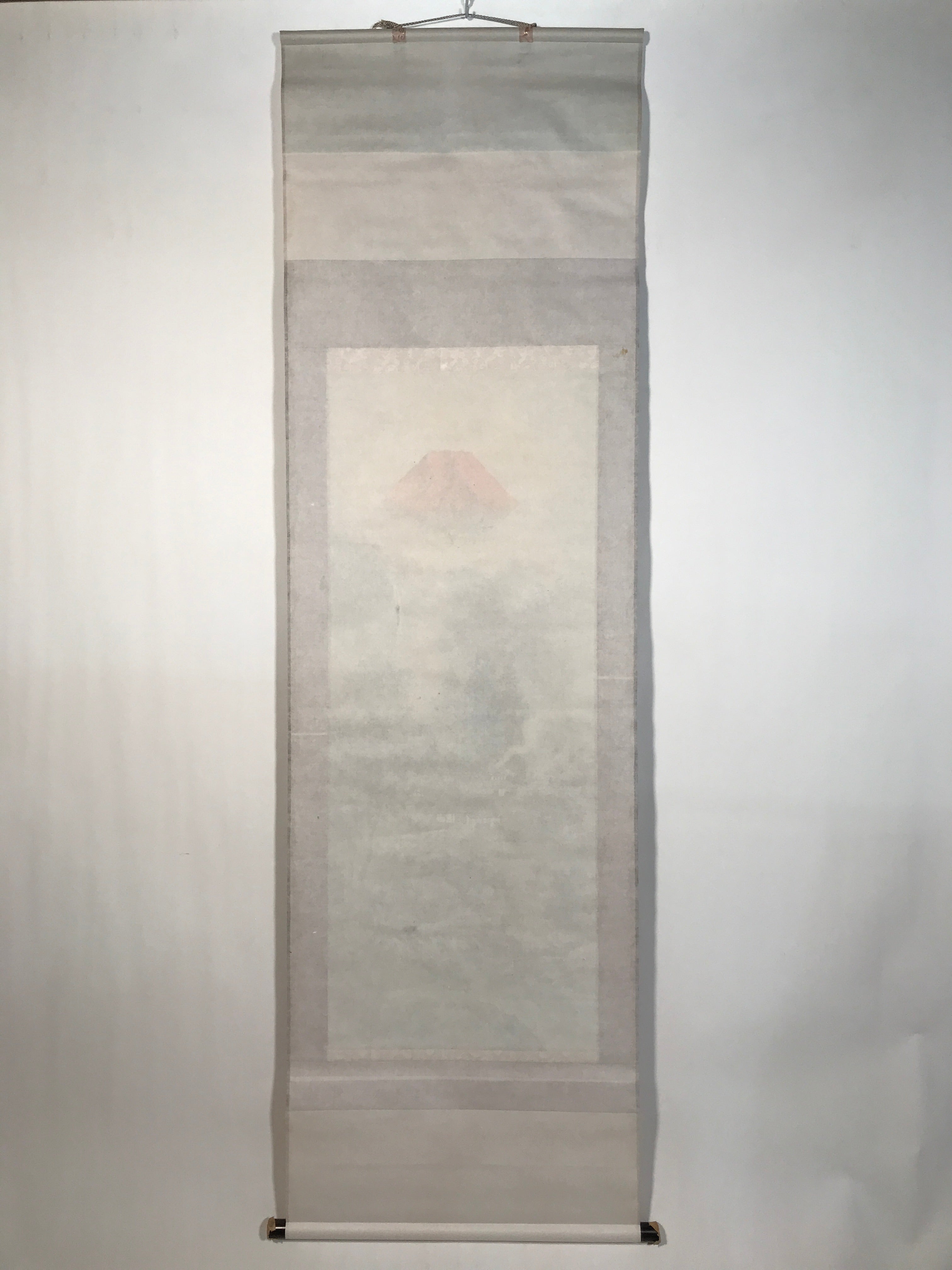 Japanese Hanging Scroll Kakejiku Vtg Red Mt Fuji Akafuji Village Color KJ213-AD - Scroll-chidorivintage.com