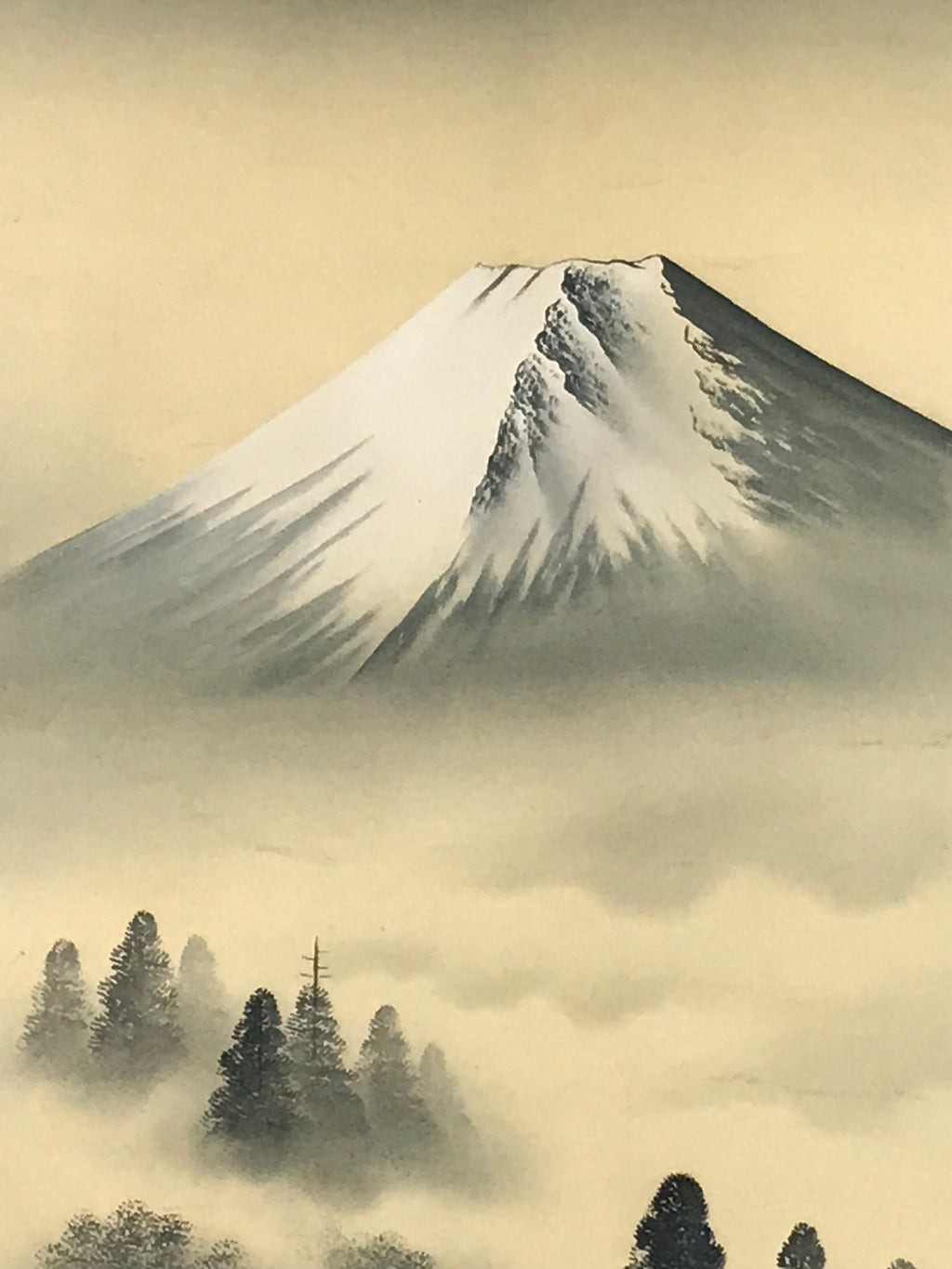 Japanese Hanging Scroll Kakejiku Vtg Mt Fuji River Fisherman House Sansui KJ214-AD - Scroll-chidorivintage.com