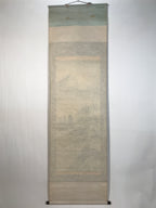 Japanese Hanging Scroll Kakejiku Vtg Mt Fuji River Fisherman House Sansui KJ214-AD - Scroll-chidorivintage.com