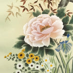 Japanese Hanging Scroll Kakejiku Vtg 4 Seasons Flowers Peony Iris Color KJ215-AD - Scroll-chidorivintage.com