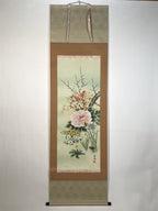 Japanese Hanging Scroll Kakejiku Vtg 4 Seasons Flowers Peony Iris Color KJ215-AD - Scroll-chidorivintage.com