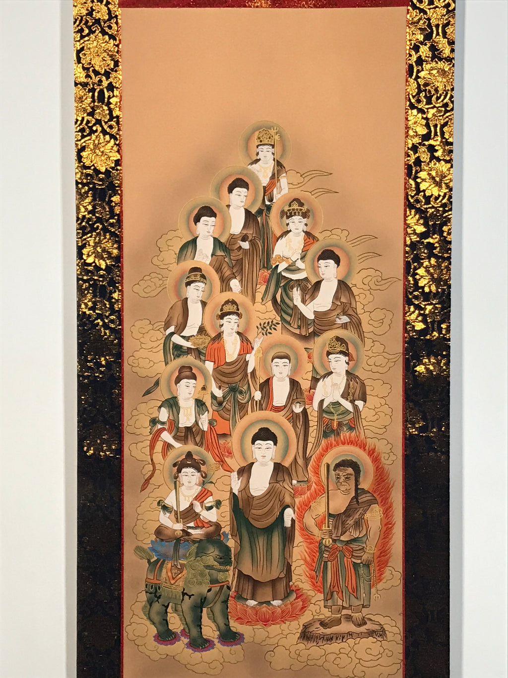 Japanese Hanging Scroll Kakejiku Vtg Thirteen Buddhas Buddhist Color Gold KJ220-AD - Scroll-chidorivintage.com