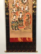 Japanese Hanging Scroll Kakejiku Vtg Thirteen Buddhas Buddhist Color Gold KJ220-AD - Scroll-chidorivintage.com