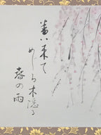 Japanese Hanging Scroll Kakejiku Vtg Weeping Plum Tree Blossoms Ume Poem KJ226-AD - Scroll-chidorivintage.com