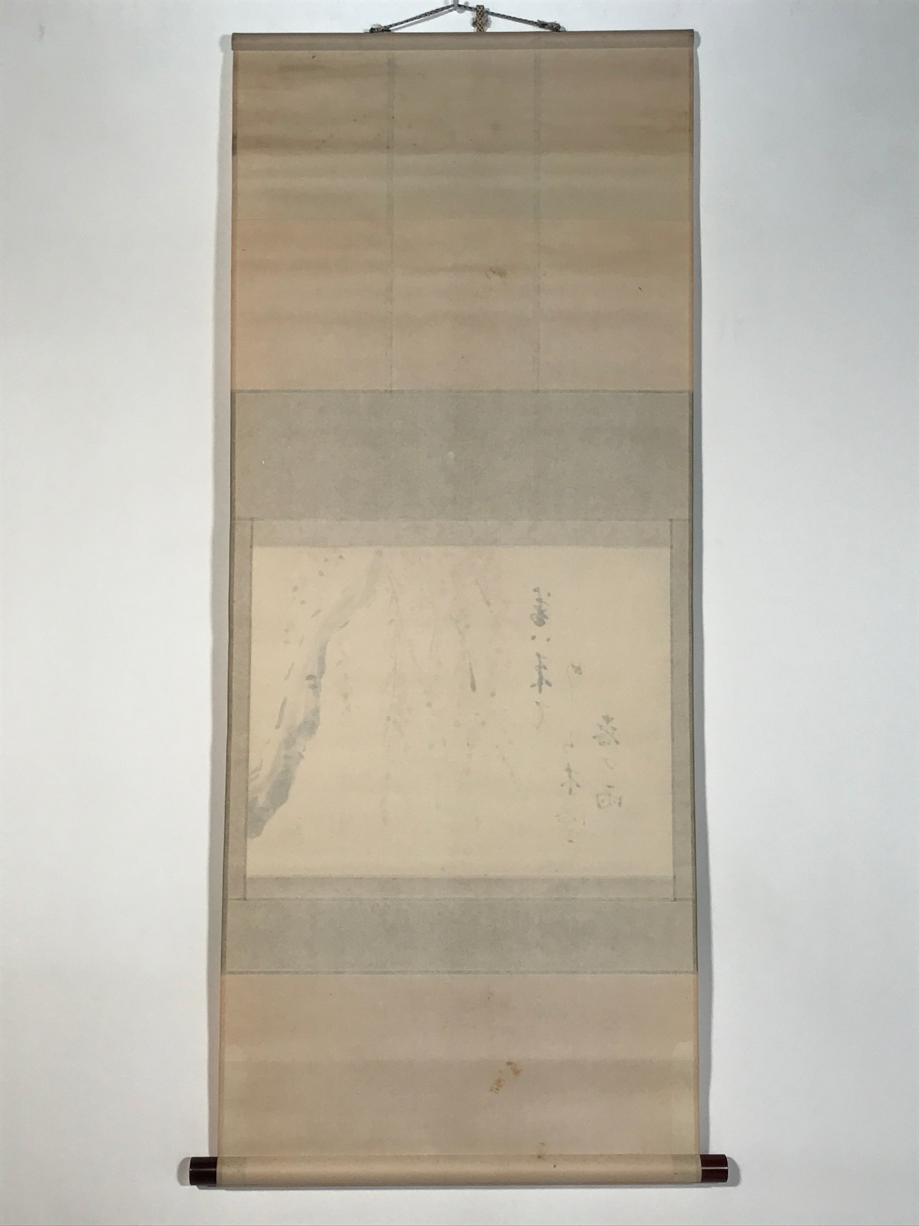 Japanese Hanging Scroll Kakejiku Vtg Weeping Plum Tree Blossoms Ume Poem KJ226-AD - Scroll-chidorivintage.com