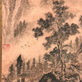 Chinese Hanging Scroll Kakejiku Vtg Landscape Mountain Trees Houses Text KJ227-AD - Scroll-chidorivintage.com