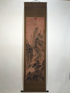 Chinese Hanging Scroll Kakejiku Vtg Landscape Mountain Trees Houses Text KJ227-AD - Scroll-chidorivintage.com