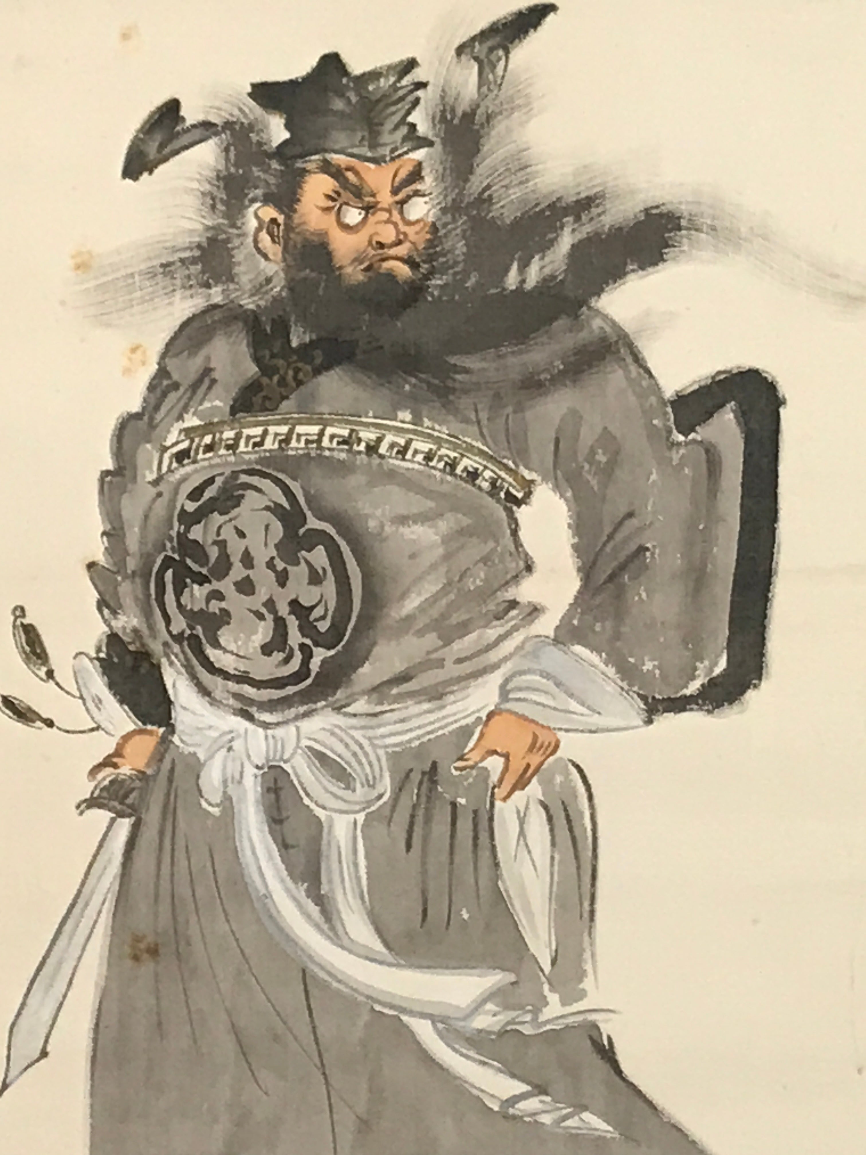 Japanese Hanging Scroll Kakejiku Vtg Portrait Shoh Ki Demon Queller Color KJ228-AD - Scroll-chidorivintage.com