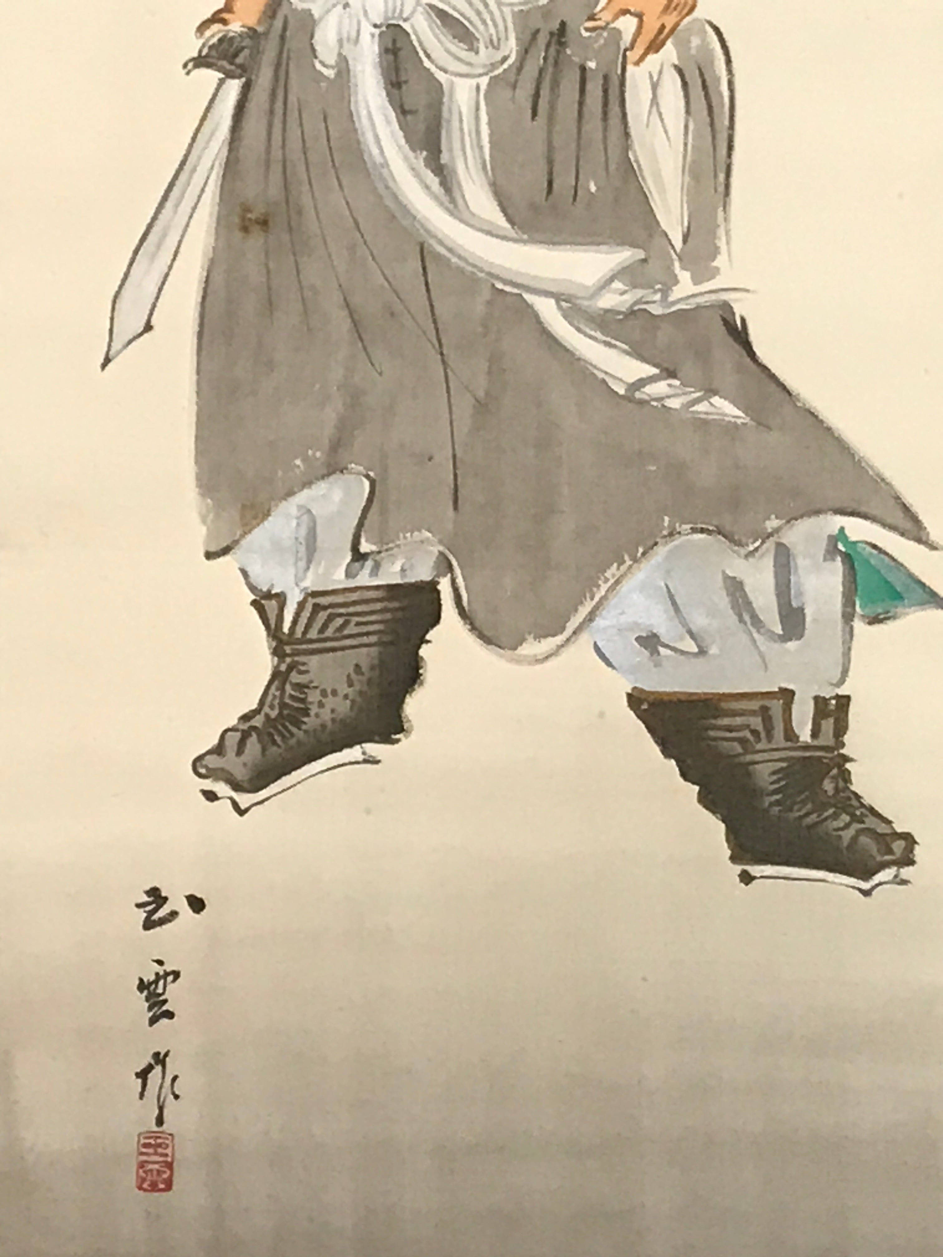 Japanese Hanging Scroll Kakejiku Vtg Portrait Shoh Ki Demon Queller Color KJ228-AD - Scroll-chidorivintage.com