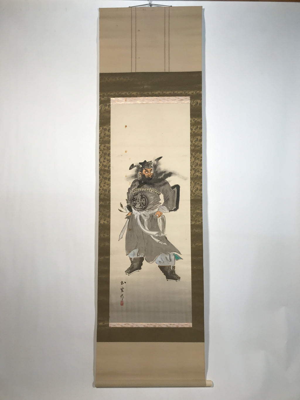 Japanese Hanging Scroll Kakejiku Vtg Portrait Shoh Ki Demon Queller Color KJ228-AD - Scroll-chidorivintage.com
