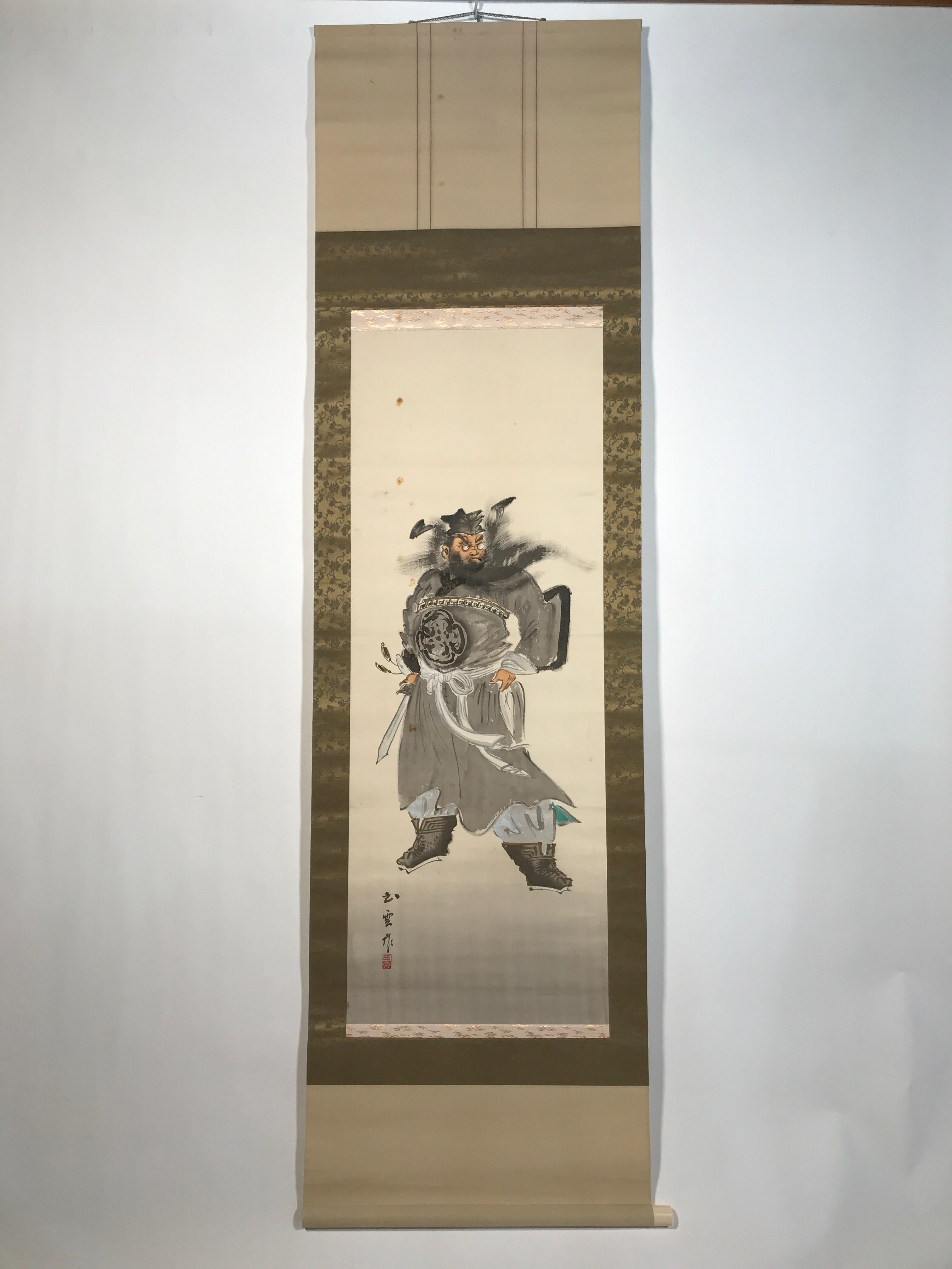 Japanese Hanging Scroll Kakejiku Vtg Portrait Shoh Ki Demon Queller Color KJ228-AD - Scroll-chidorivintage.com