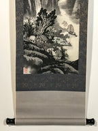 Chinese Hanging Scroll Kakejiku Vtg Landscape Mountain Boats Houses Text KJ229-AD - Scroll-chidorivintage.com