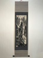 Chinese Hanging Scroll Kakejiku Vtg Landscape Mountain Boats Houses Text KJ229-AD - Scroll-chidorivintage.com