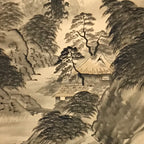 Japanese Hanging Scroll Kakejiku Vtg Sansui Landscape Trees Mountain River KJ231-AD - Scroll-chidorivintage.com