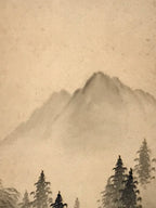 Japanese Hanging Scroll Kakejiku Vtg Sansui Landscape Trees Mountain River KJ231-AD - Scroll-chidorivintage.com